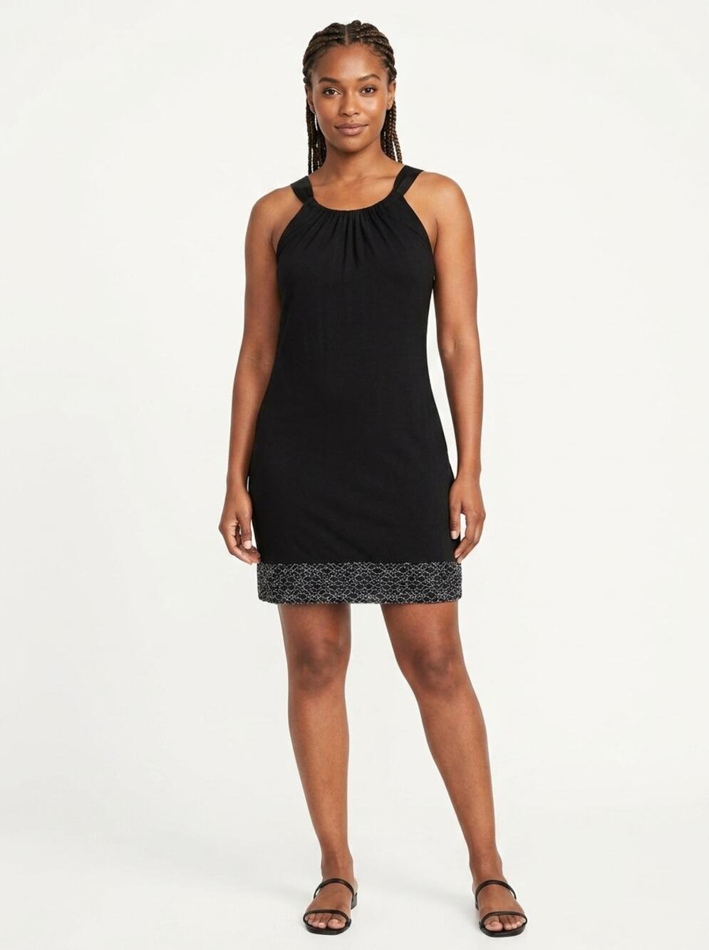 Express Black Lace Hem Halter Neck Sleeveless Knit Dress Women Size M